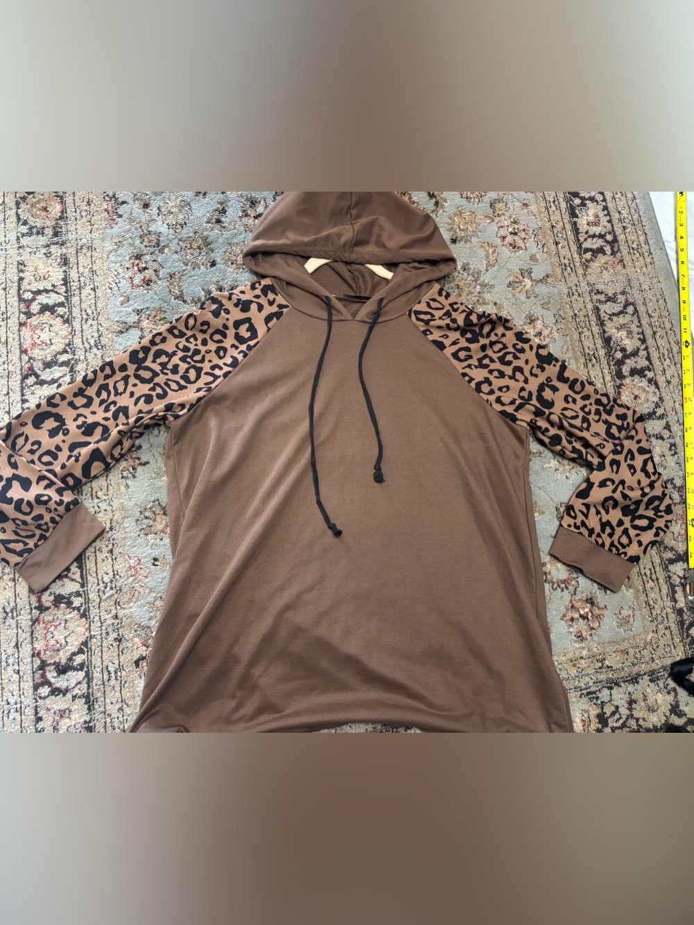 Emery Rose Brown Pullover Hoodie with Black Drawstrings